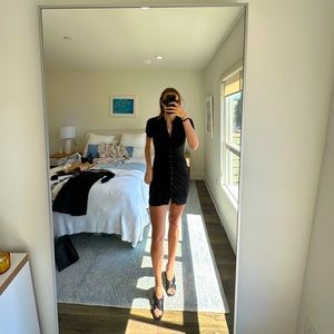 Black Button Rush Dress - Short Sleeve